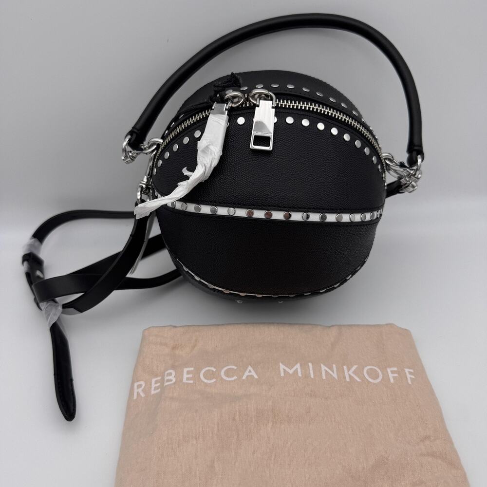 Rebecca Minkoff Basketball Bag Crossbody Leather Studded Black Handbag Purse NEW - Picture 9 of 10